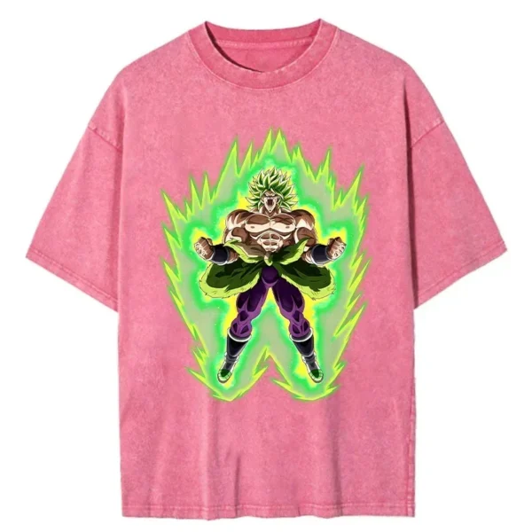 Japanese Anime Dragon Ball Print T Shirt Men Vintage Washed Tshirt Pink Short Sleeve Cotton Tops Tee Harajuku Hip Hop Streetwear - Imagen 5